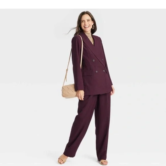 A New Day - Women's Double Breasted Blazer - Burgundy size Large. NWT - Picture 3 of 6